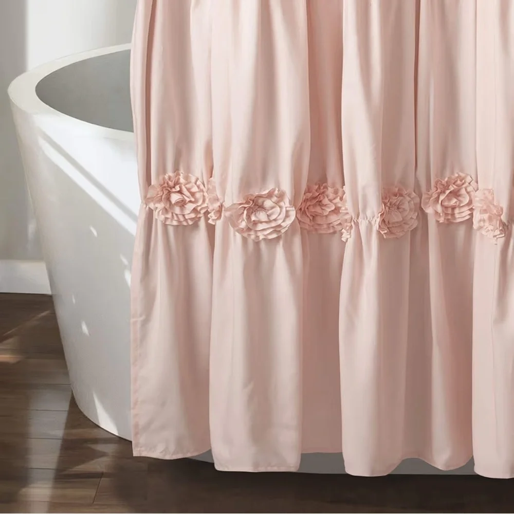 Lush Decor Darla Shower Curtain Single Blush -Flower Fabric Vintage Decor 72x72”